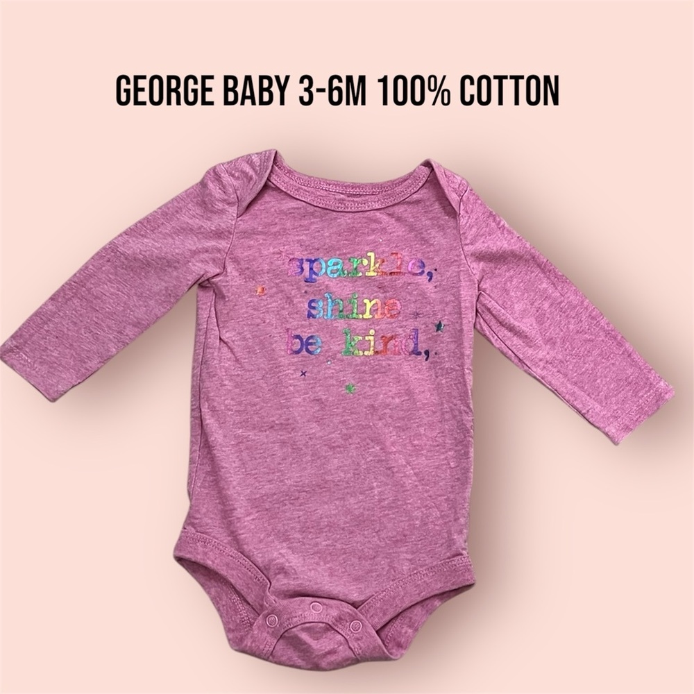 George Baby Purple Long Sleeve Onesie